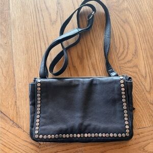 Latico Black Leather Crossbody Bag with Silver Studs